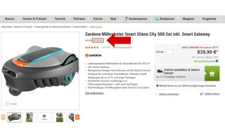 Artikelnummer bei Baumarkt heraussuchen